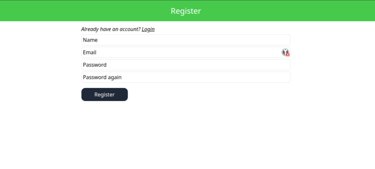 Register page