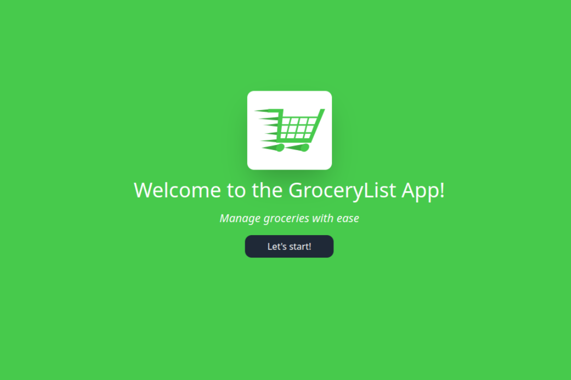 Splash screen for the Grocery List App