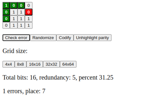 demo website for hamming codes